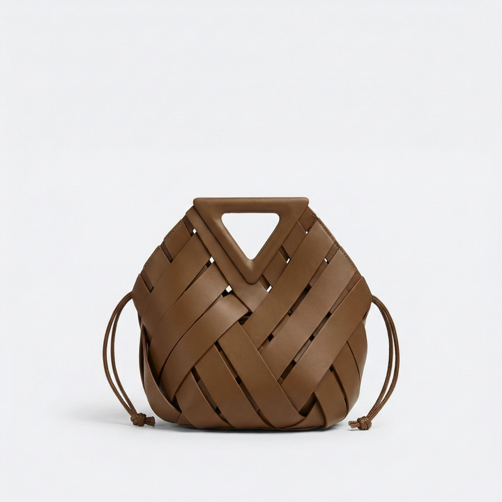 Suri – Woven Crossbody Bag with Triangle Handle and Drawstring