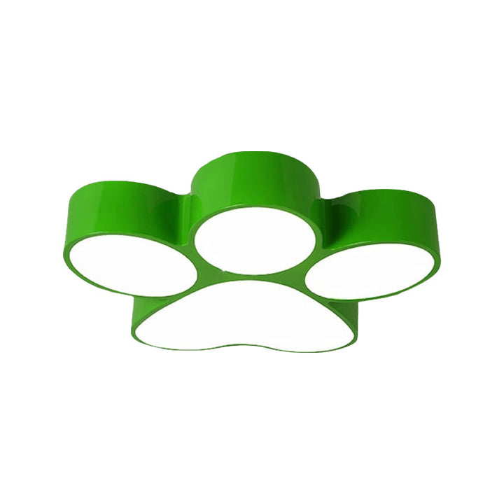 Paw Print Kids Flush Mount Ceiling Light - 18" or 23.5" LED Fixture in Red, Yellow, Blue, or Green