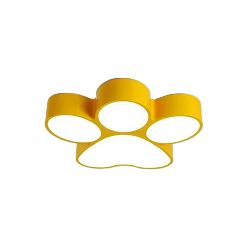 Paw Print Kids Flush Mount Ceiling Light - 18" or 23.5" LED Fixture in Red, Yellow, Blue, or Green