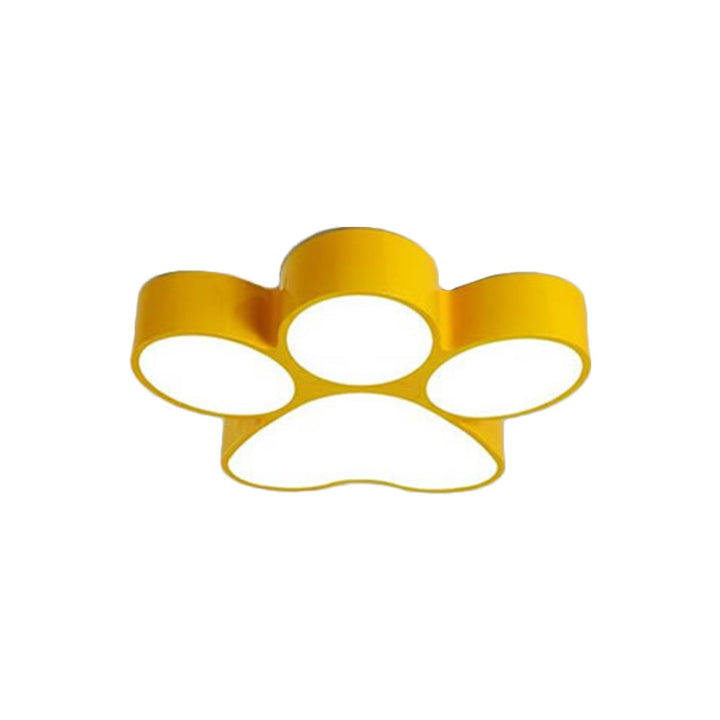 Paw Print Kids Flush Mount Ceiling Light - 18" or 23.5" LED Fixture in Red, Yellow, Blue, or Green
