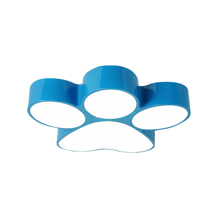 Paw Print Kids Flush Mount Ceiling Light - 18" or 23.5" LED Fixture in Red, Yellow, Blue, or Green