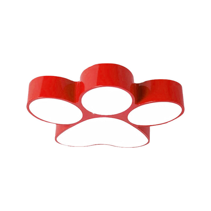 Paw Print Kids Flush Mount Ceiling Light - 18" or 23.5" LED Fixture in Red, Yellow, Blue, or Green