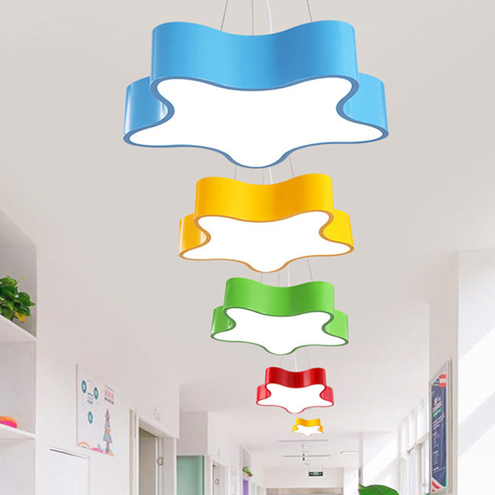 Colorful Star Pendant Kids Ceiling Light - LED Hanging Lamp with Acrylic Shade