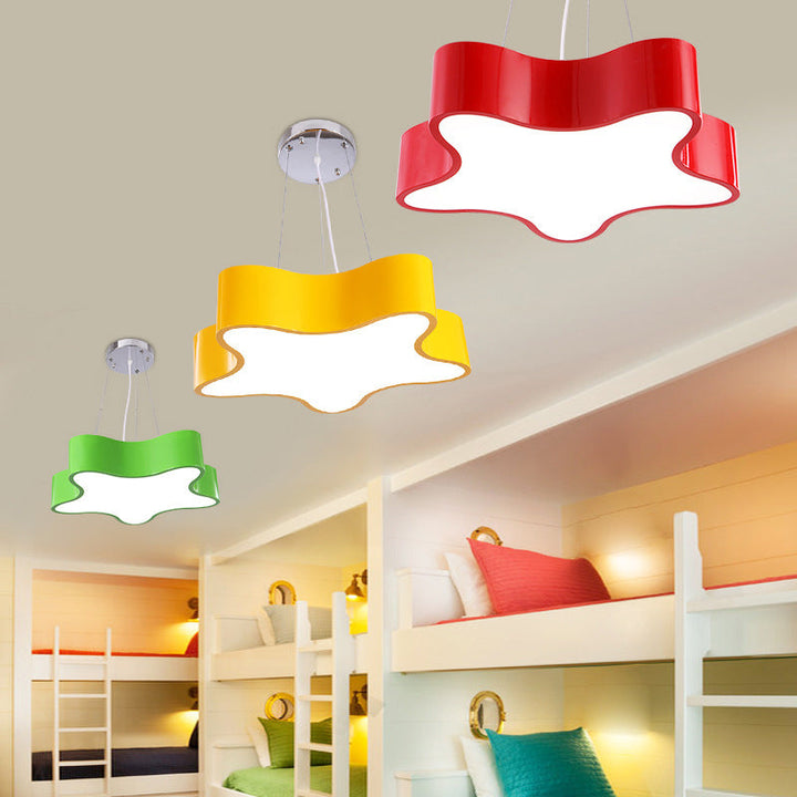 Colorful Star Pendant Kids Ceiling Light - LED Hanging Lamp with Acrylic Shade