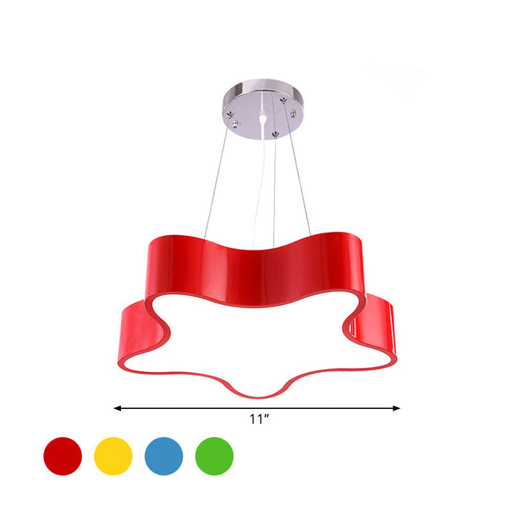 Colorful Star Pendant Kids Ceiling Light - LED Hanging Lamp with Acrylic Shade