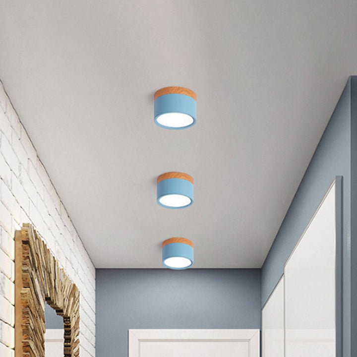 Compact Cylinder LED Flush Mount Ceiling Light - Modern Metal Design for Kitchen & Bar