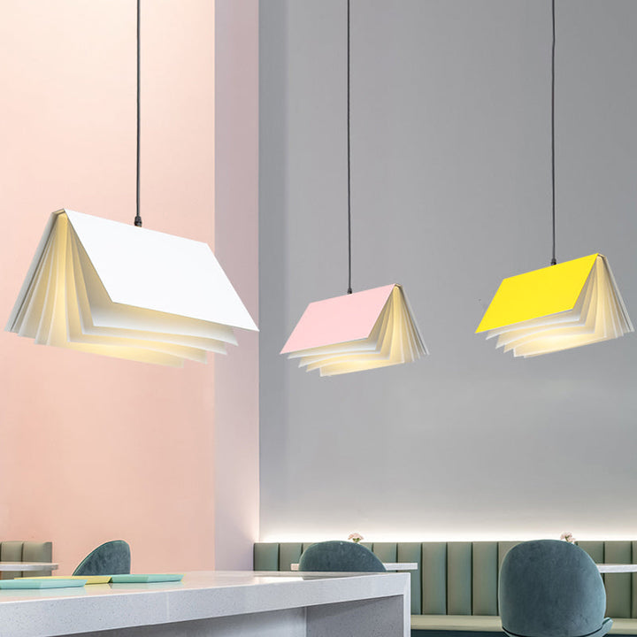 Modern Colorful Metal Book-Style Pendant Light - Kids Room Ceiling Fixture