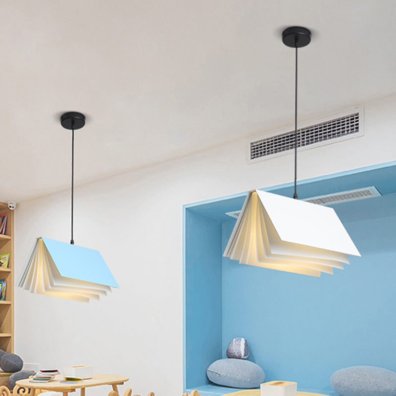 Modern Colorful Metal Book-Style Pendant Light - Kids Room Ceiling Fixture