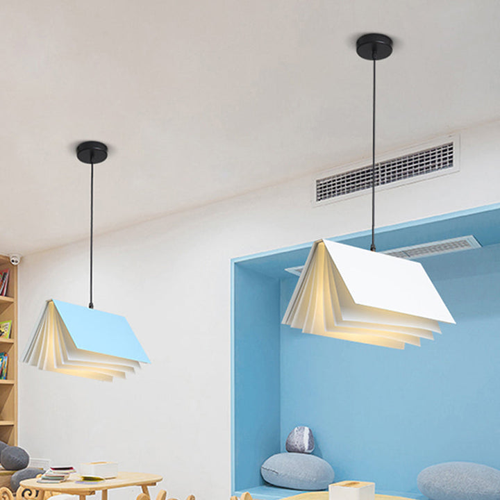 Modern Colorful Metal Book-Style Pendant Light - Kids Room Ceiling Fixture
