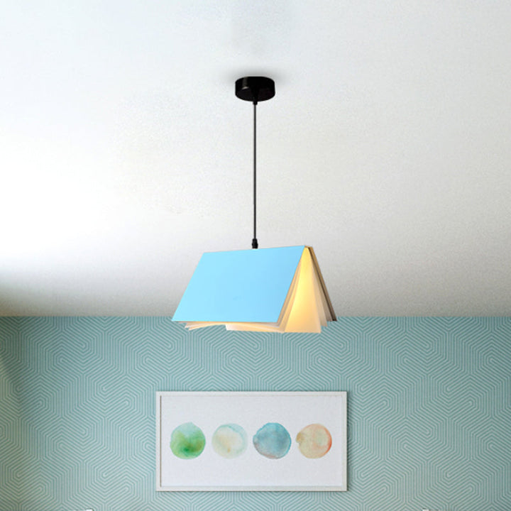 Modern Colorful Metal Book-Style Pendant Light - Kids Room Ceiling Fixture