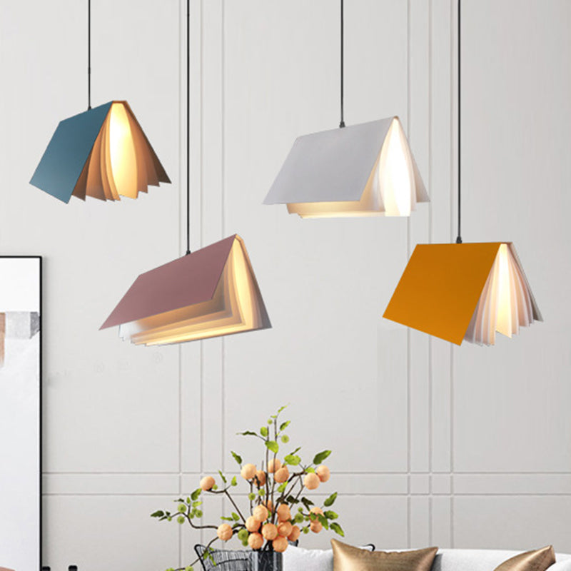 Modern Colorful Metal Book-Style Pendant Light - Kids Room Ceiling Fixture