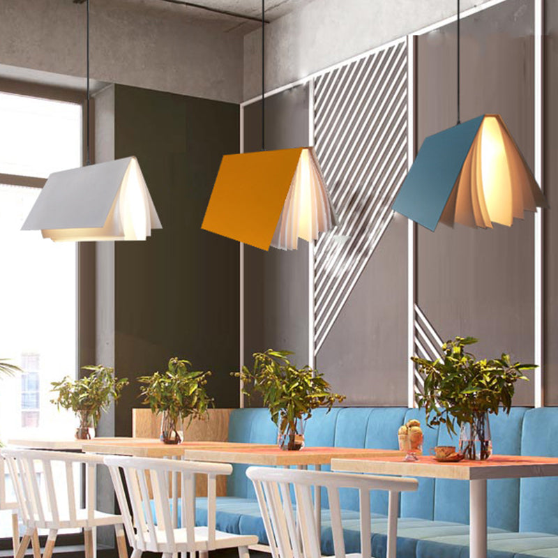 Modern Colorful Metal Book-Style Pendant Light - Kids Room Ceiling Fixture