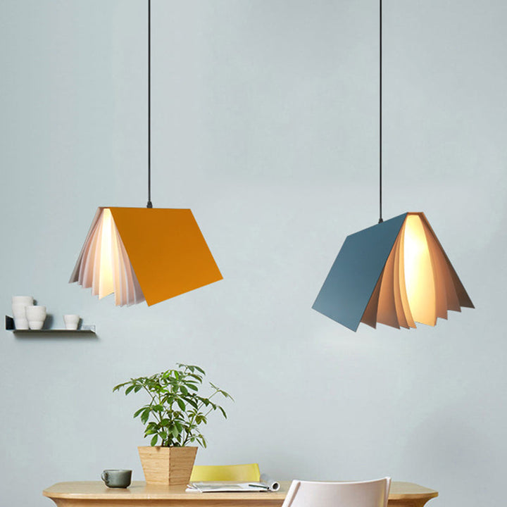 Modern Colorful Metal Book-Style Pendant Light - Kids Room Ceiling Fixture