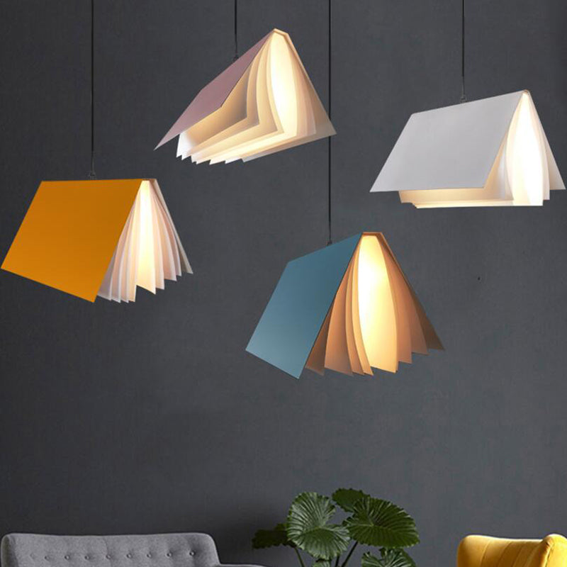 Modern Colorful Metal Book-Style Pendant Light - Kids Room Ceiling Fixture