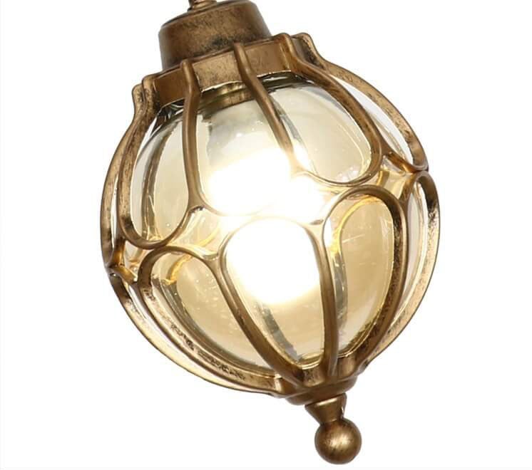 European Retro Spherical 1-Light Outdoor Waterproof Pendant Lamp