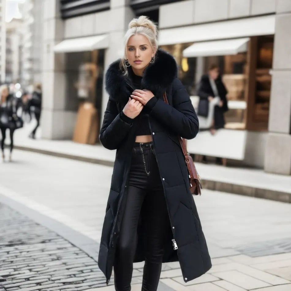 Arctic Shield Long Hooded Winter Parka with Fluffy Trim