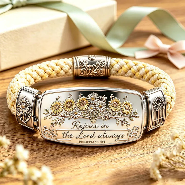 Scripture Strength Floral Cross Bracelet with Isaiah 41:10 Engraving