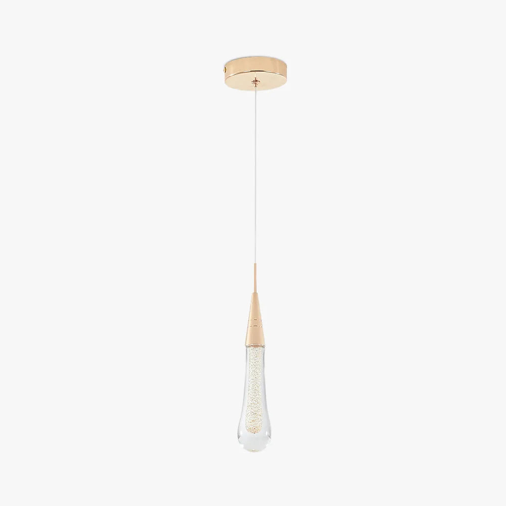 Droplet-Shaped Gold Pendant Light