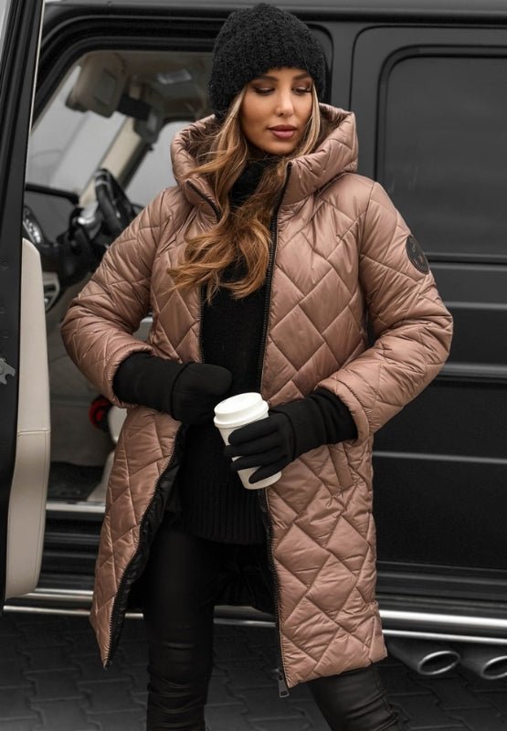 Diamond Quilted Hooded Jacket for Women