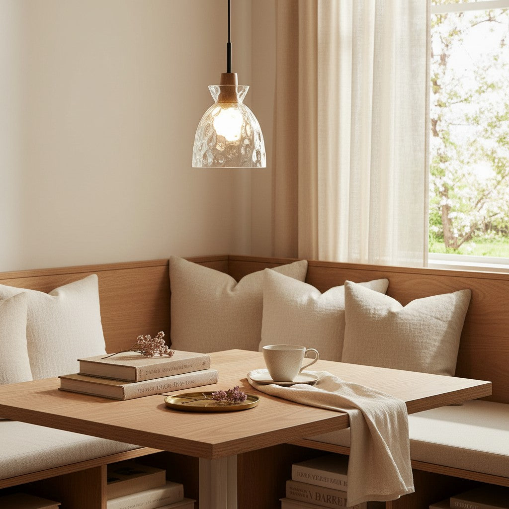 Vale Farmhouse Hammered Glass Dome Pendant Light