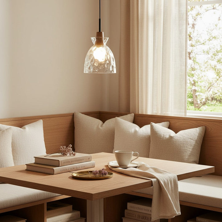 Vale Farmhouse Hammered Glass Dome Pendant Light