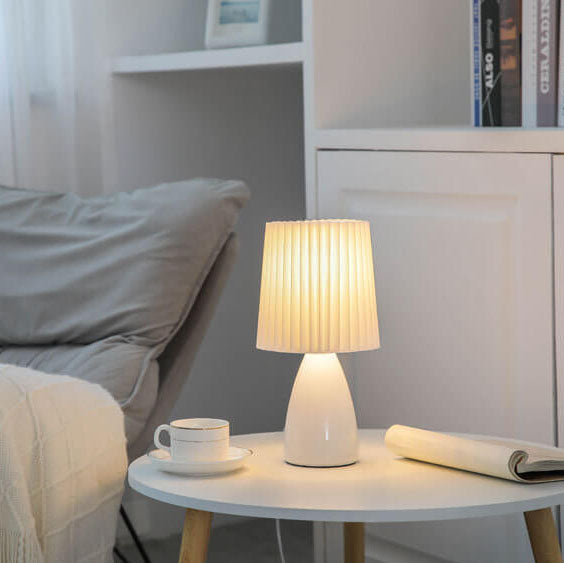 Nordisk Vintage Pleated Shade Glass Base 1-Light Table Lamp