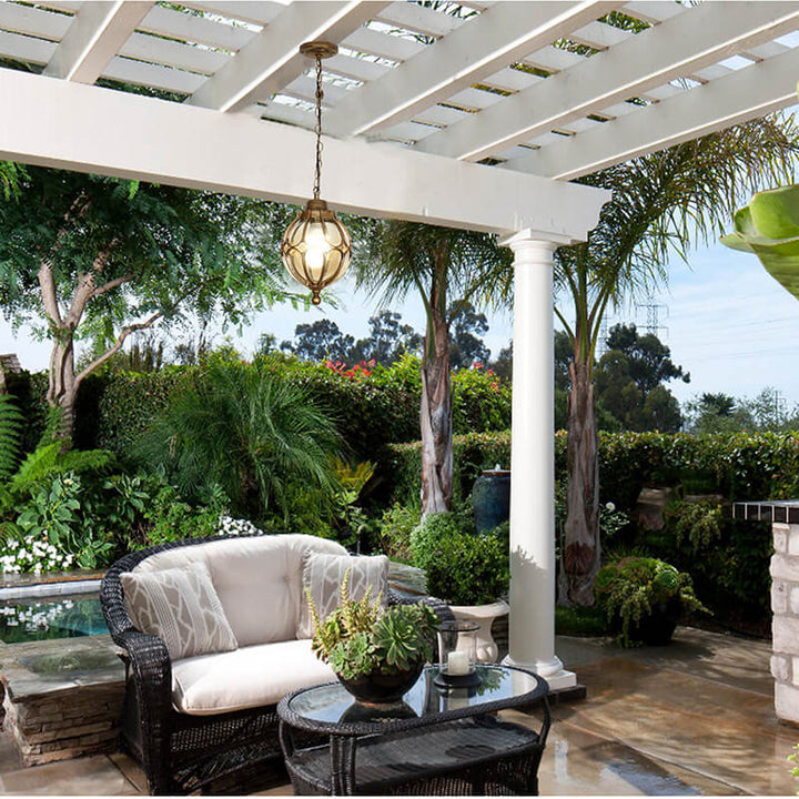 European Retro Spherical 1-Light Outdoor Waterproof Pendant Lamp
