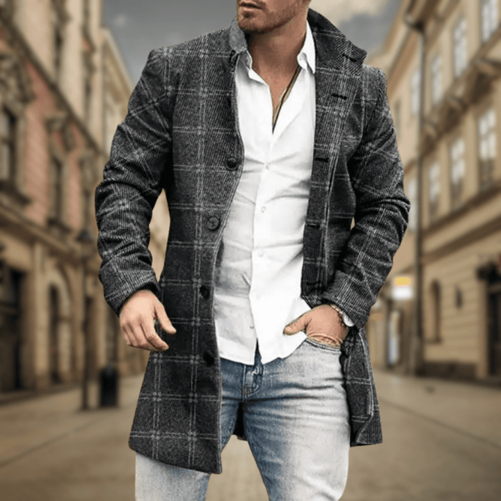 Classic Longline Button-Front Winter Coat for Men