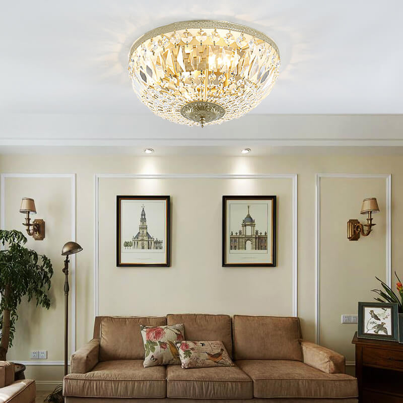 Vintage Round Crystal 4/6 Light Ceiling Lamp