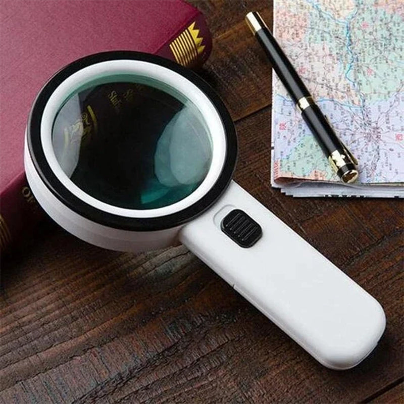 Premium LED Reading Magnifier with 30x Optical Zoom and Polished Glass Lens