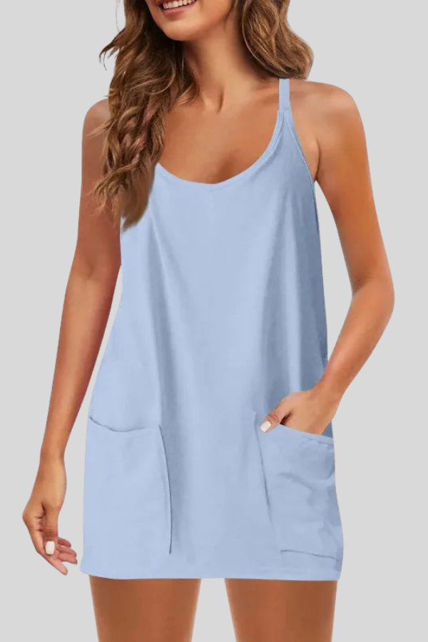 FlexAura Women's Sleeveless Active Mini Dress with Pockets