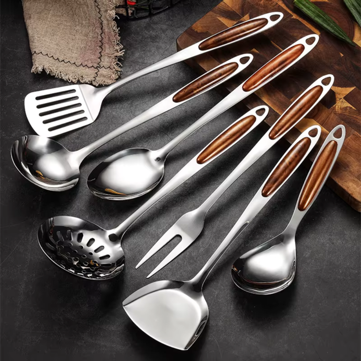 Professional Stainless Steel Cooking Utensil Set - 7 Piece Kitchen Tools