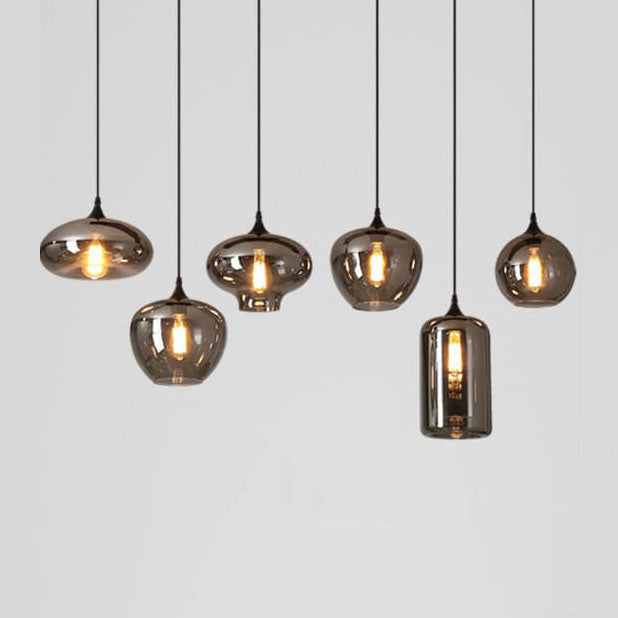 Modern Smoke Gray Glass 1-Bulb LED Pendant Lamp