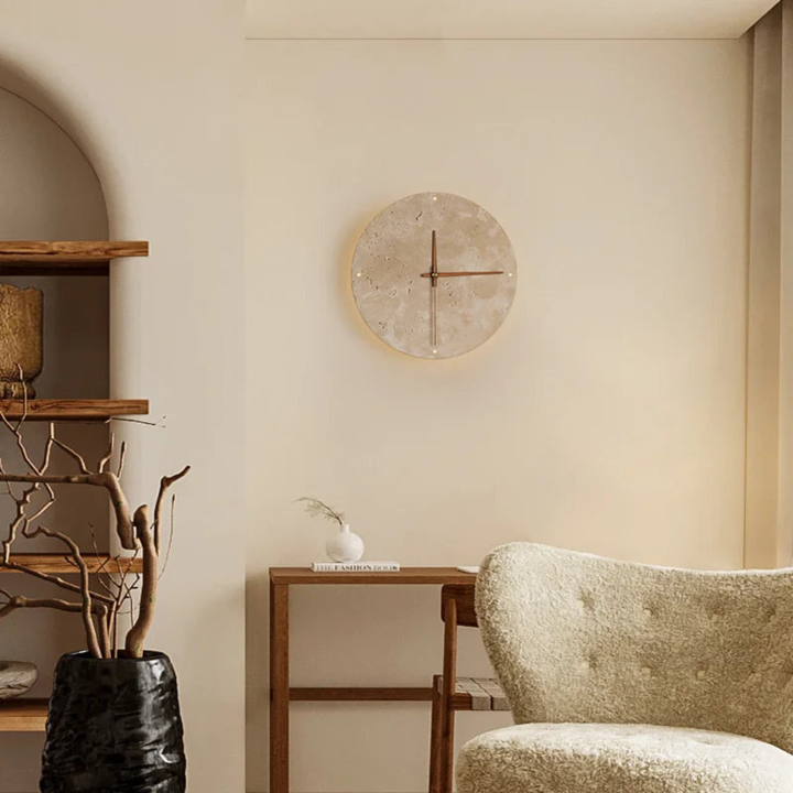 Natural Stone Backlit Wall Clock with LED Ambient Light - 9" or 11.8"