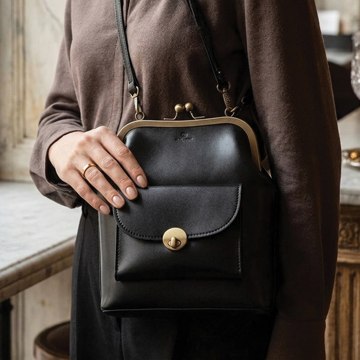 Vivette – Vintage Clasp Crossbody Bag, Small Shoulder Bag