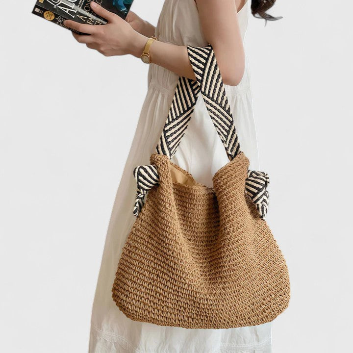 Soleil – Large Woven Straw Shoulder Bag for Beach & Travel