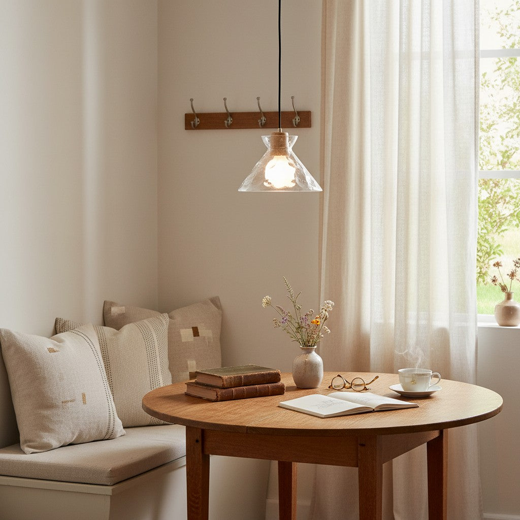 Vale Farmhouse Hammered Glass Dome Pendant Light