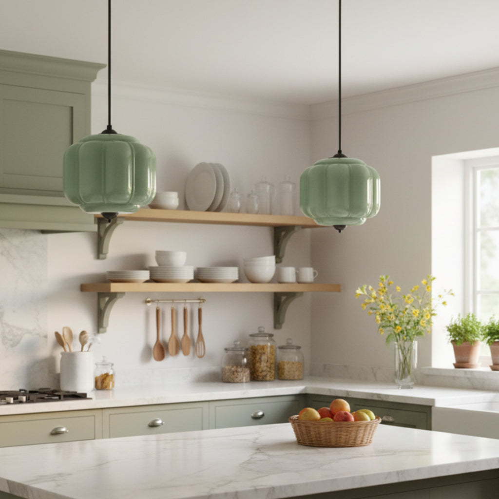 Lumi Vintage Milk Glass Oiled Brass Eloise Pendant Light