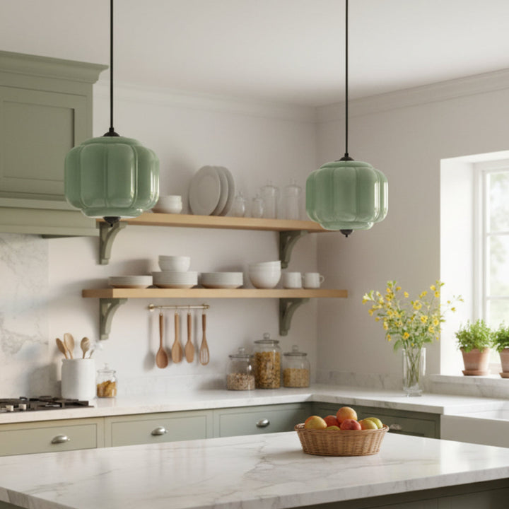 Lumi Vintage Milk Glass Oiled Brass Eloise Pendant Light