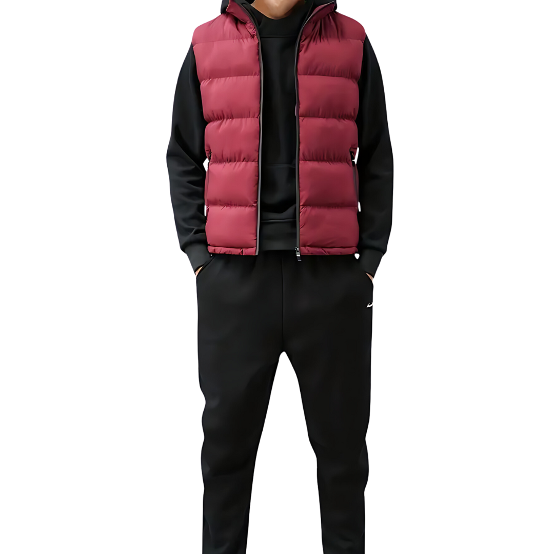 Men's Bodywarmer Puffer Vest for Layering with Stitched Look