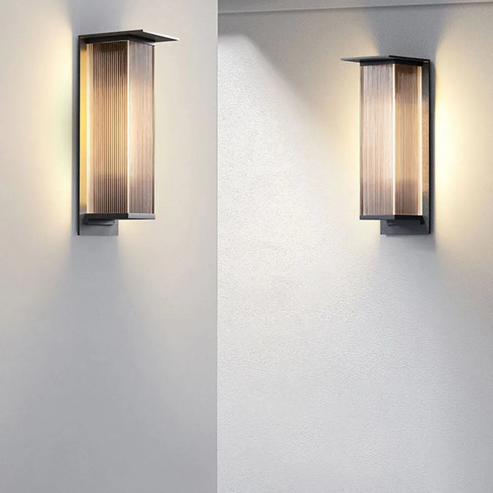 Ray Modern Rectangular Metal Outdoor Wall Lamp, Black
