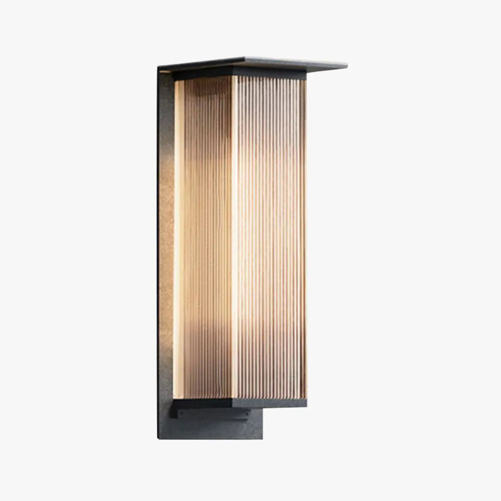 Ray Modern Rectangular Metal Outdoor Wall Lamp, Black
