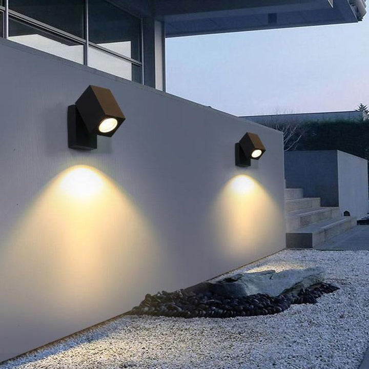 Modern Outdoor Waterproof Square Spotlight Adjustable Angle LED Garden Wall Lamp
