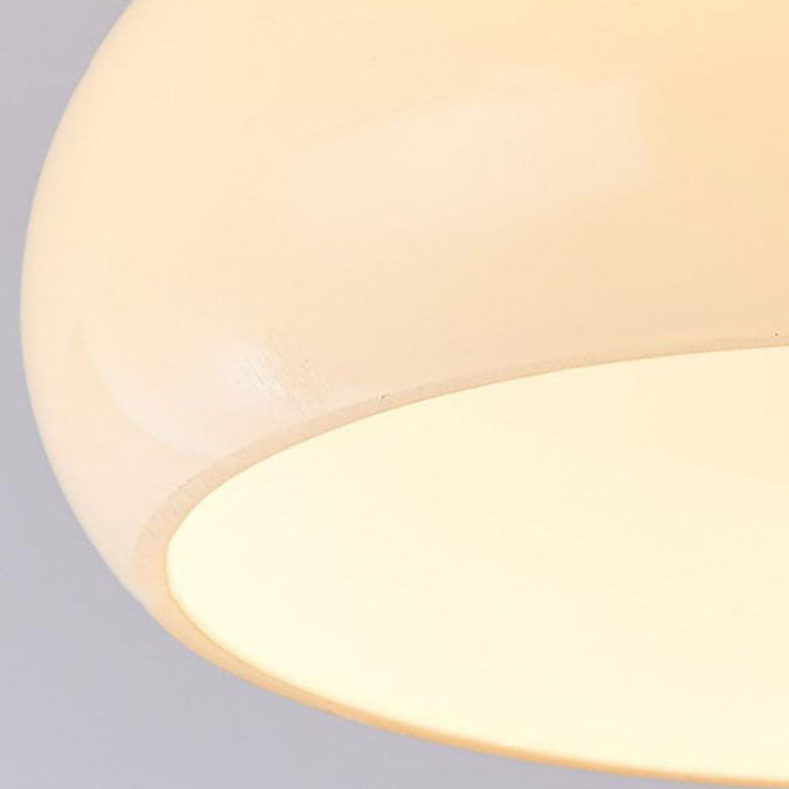 Creative Vintage Walnut Brass Round 1-Light Semi-Flush Mount Ceiling Lamp