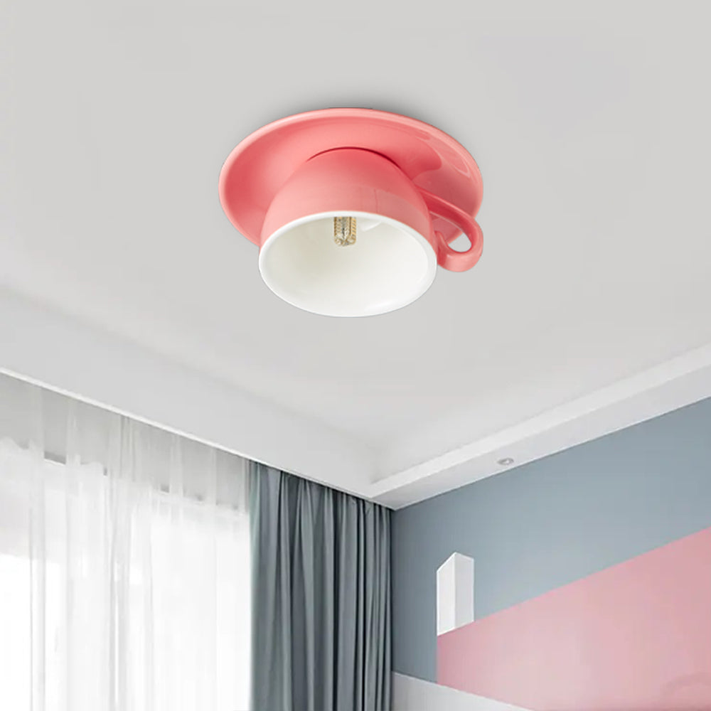 Aria Modern Coffee Cups Ceramic Flush Ceiling Lighting