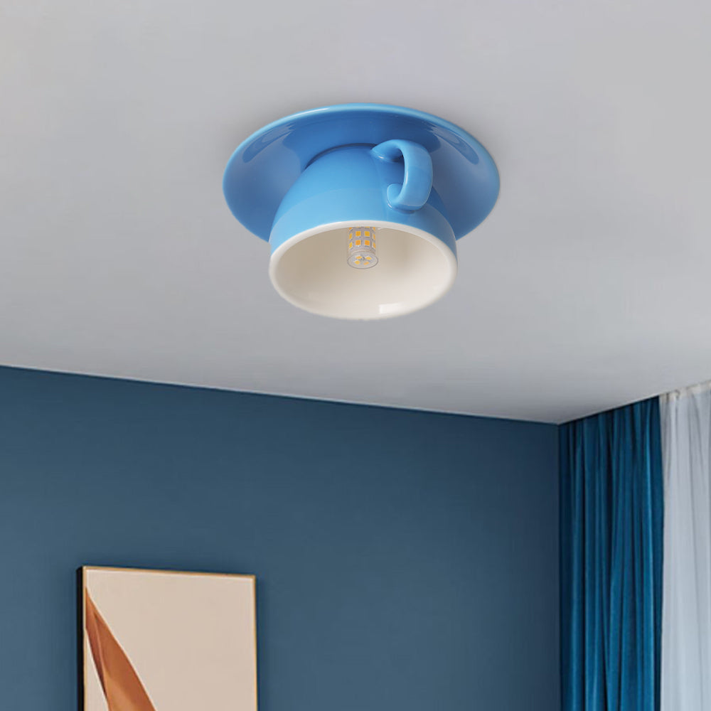 Aria Modern Coffee Cups Ceramic Flush Ceiling Lighting