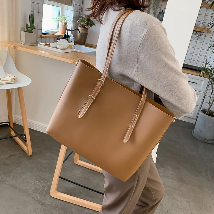 Cleo – Large Vegan Leather Tote Bag, Work Shoulder Bag