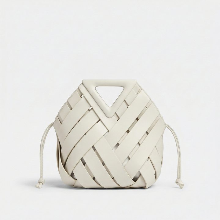 Suri – Woven Crossbody Bag with Triangle Handle and Drawstring