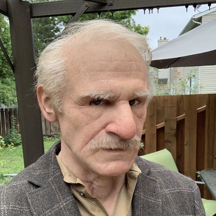 Articulated Senior Character Latex Mask with Moving Jaw