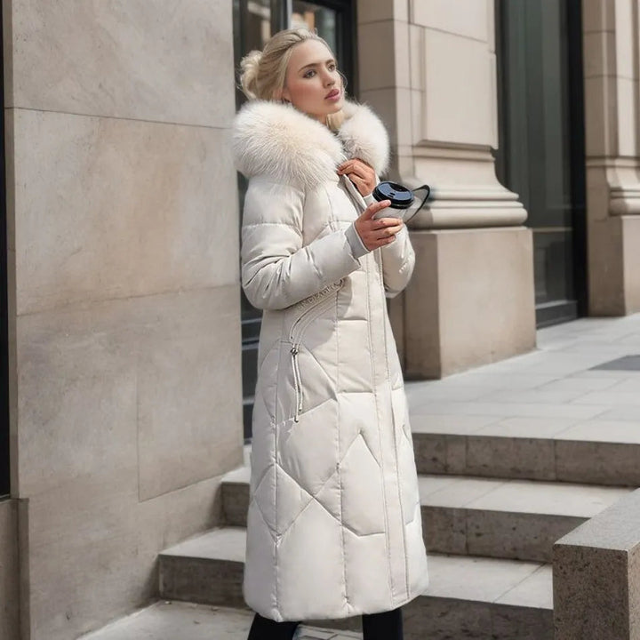 Arctic Shield Long Hooded Winter Parka with Fluffy Trim